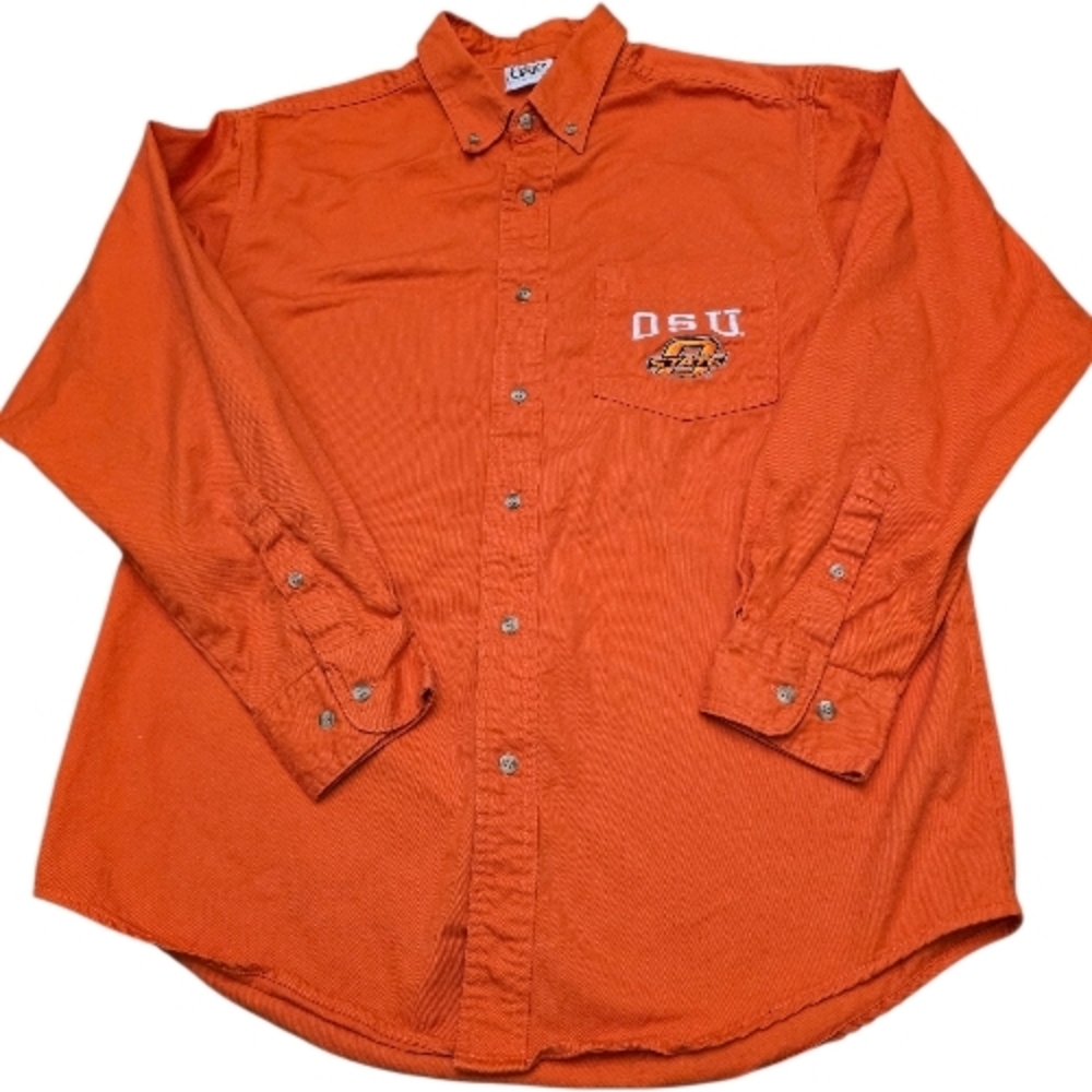 Men's Orange OSU Button Down Shirt Sz L